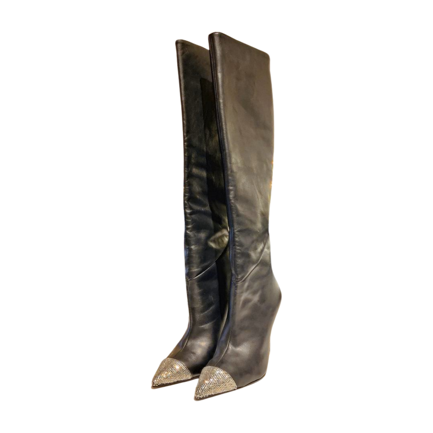 Black Suede Studio Studded Leather Calf Boots