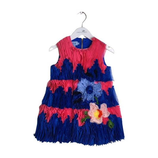 Mi Mi Sol Pink & Blue Ruffled Kids Dress
