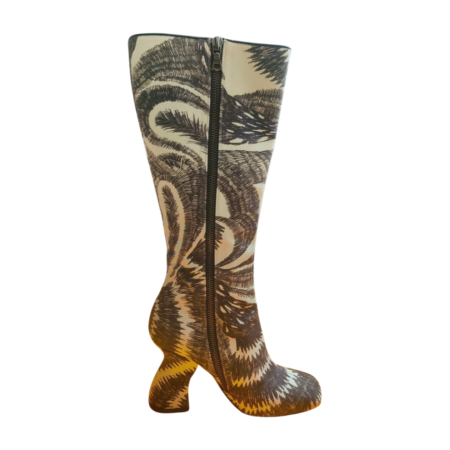 Dries Van Noten Abstract fabric Knee High Boots