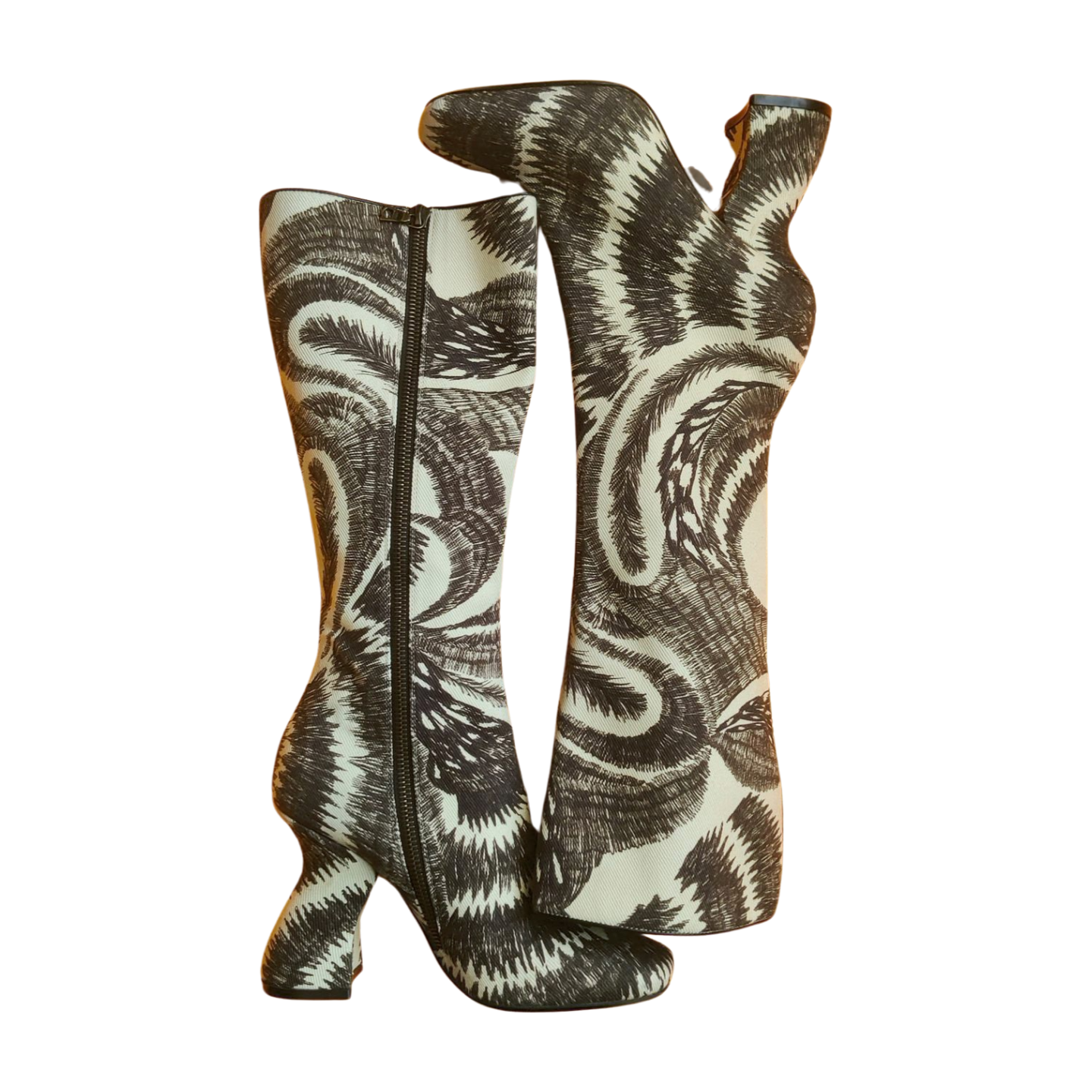 Dries Van Noten Abstract fabric Knee High Boots