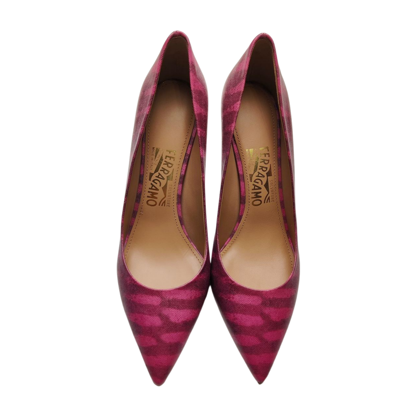 Salvatore Ferragamo Women's Textured Printed Leather Pumps Pink