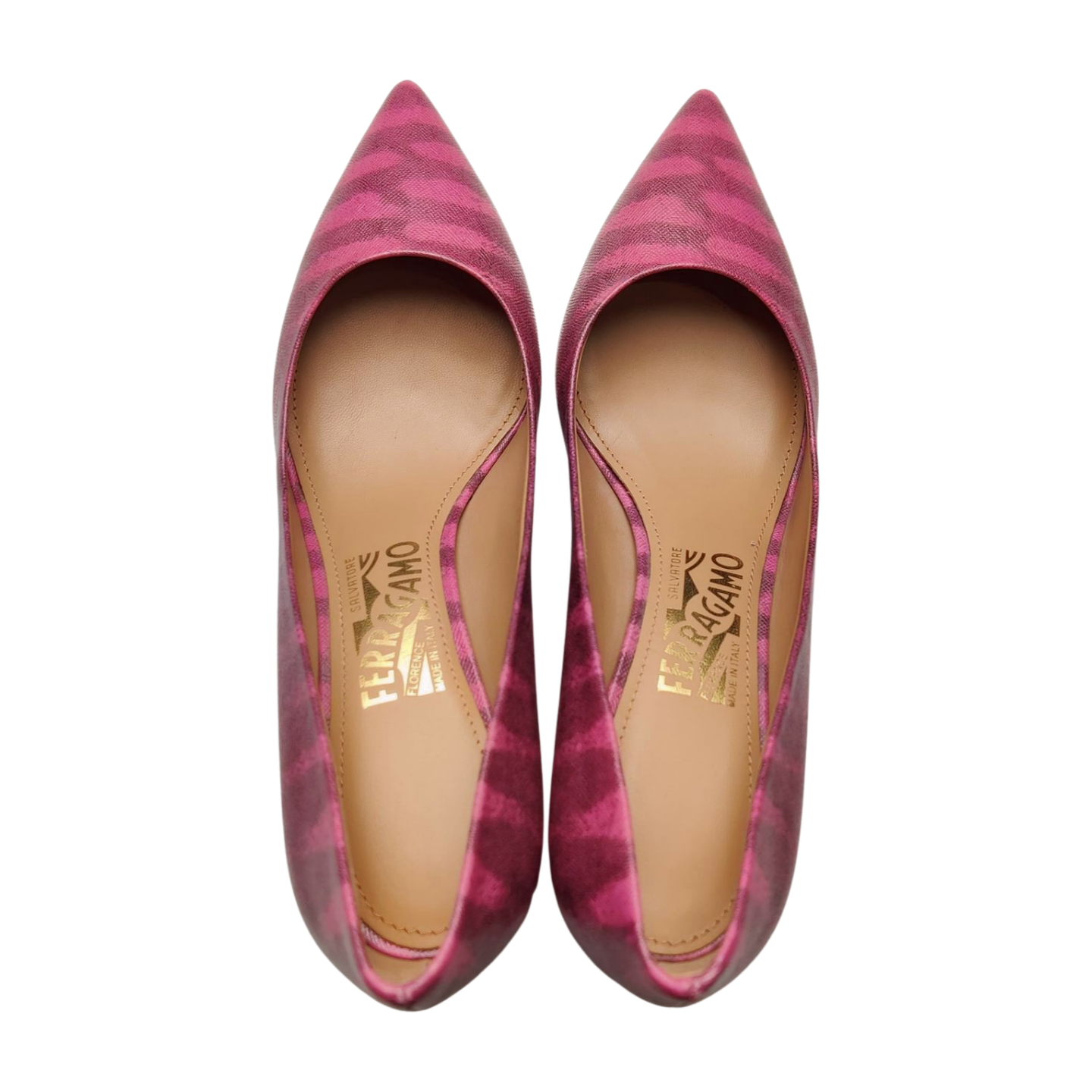 Salvatore Ferragamo Women's Textured Printed Leather Pumps Pink