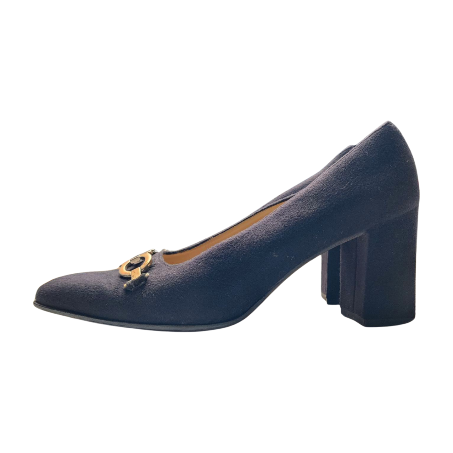 Salvatore Ferragamo Horsebit Accent Suede Heels