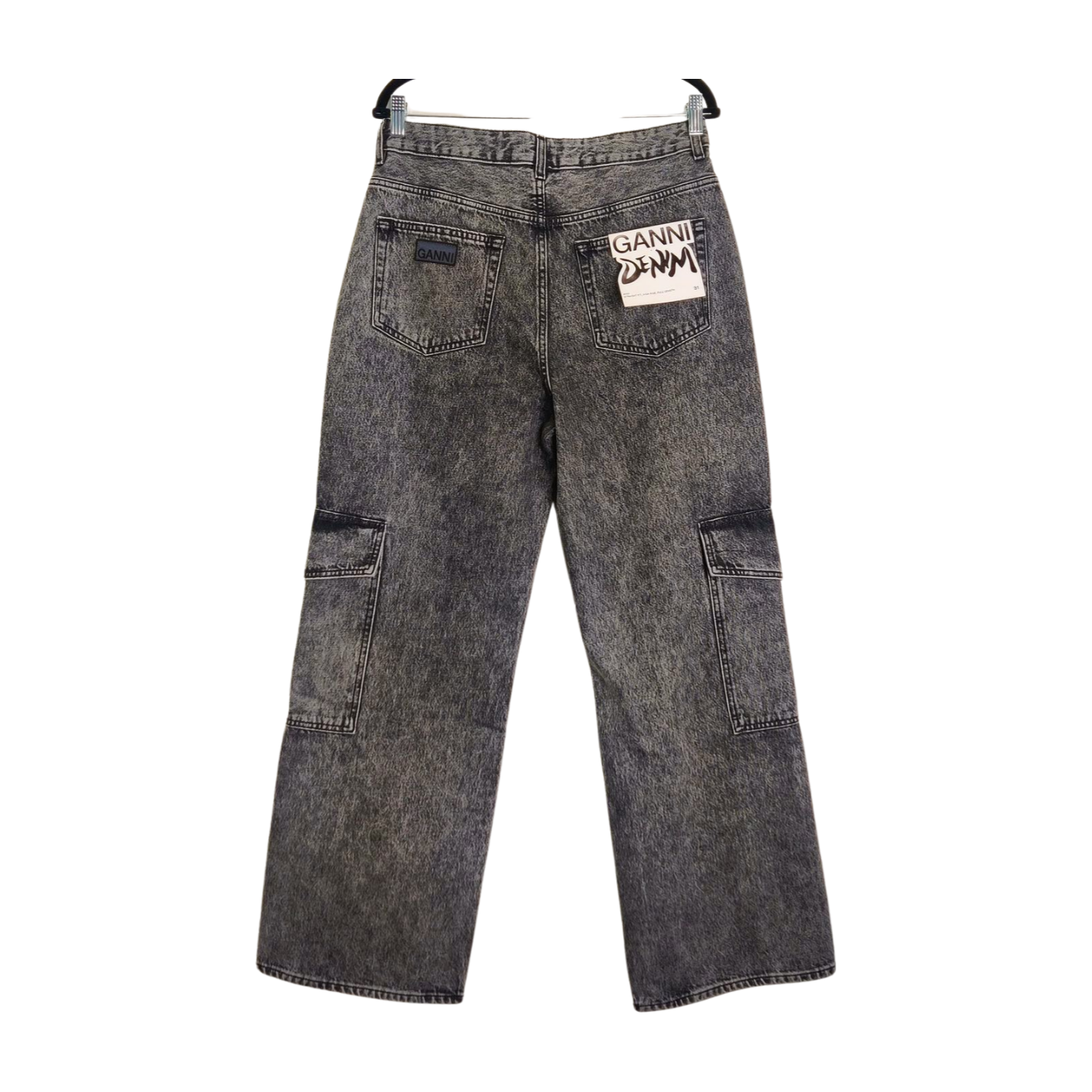 GANNI Grey Angi Black Cargo Jeans