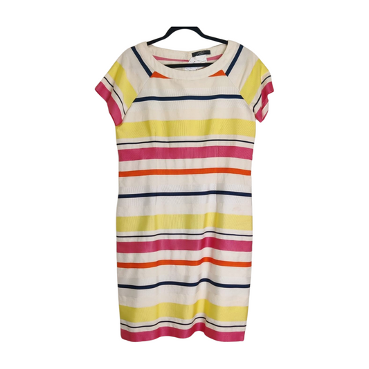 Weekend Max Mara Beige Multi Stripe Cap Sleeve Dress