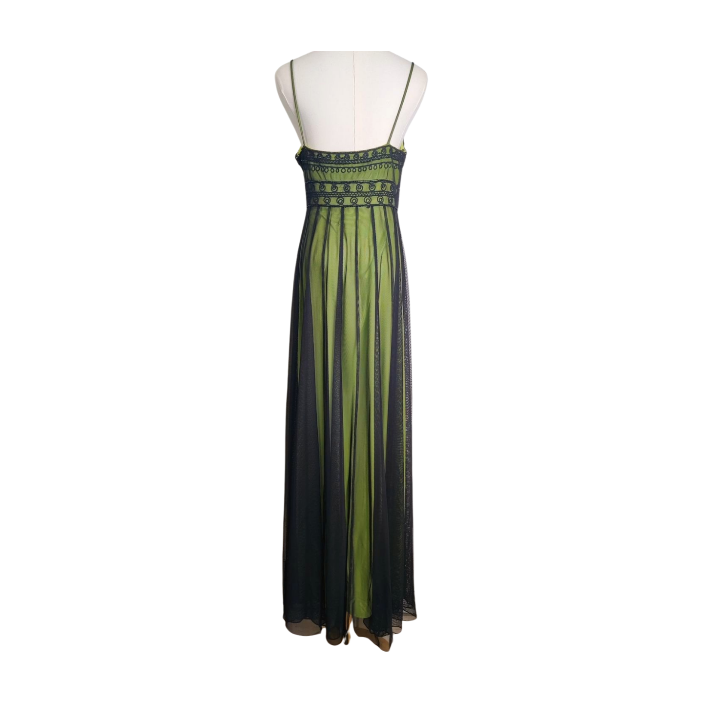 Marina Black & Green Beaded Dress