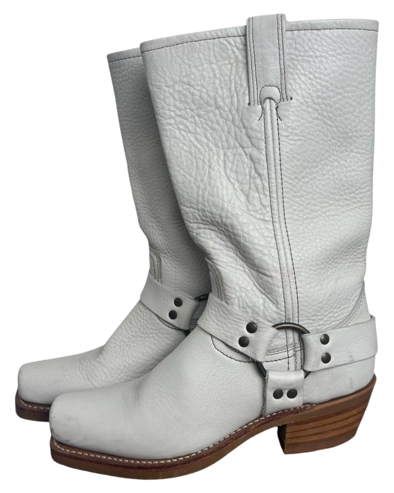 White Frye Harness Boots