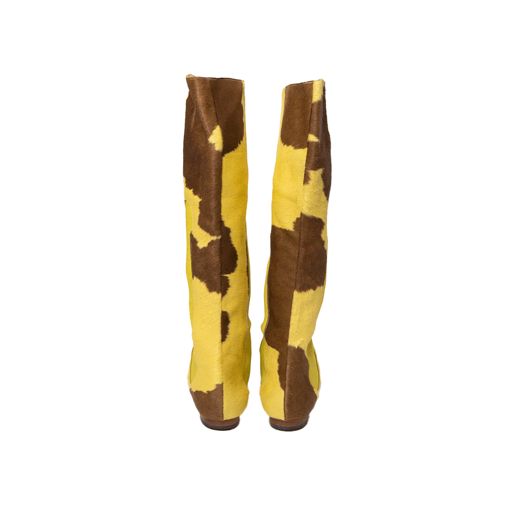 Fendi Cowprint Yellow Boots