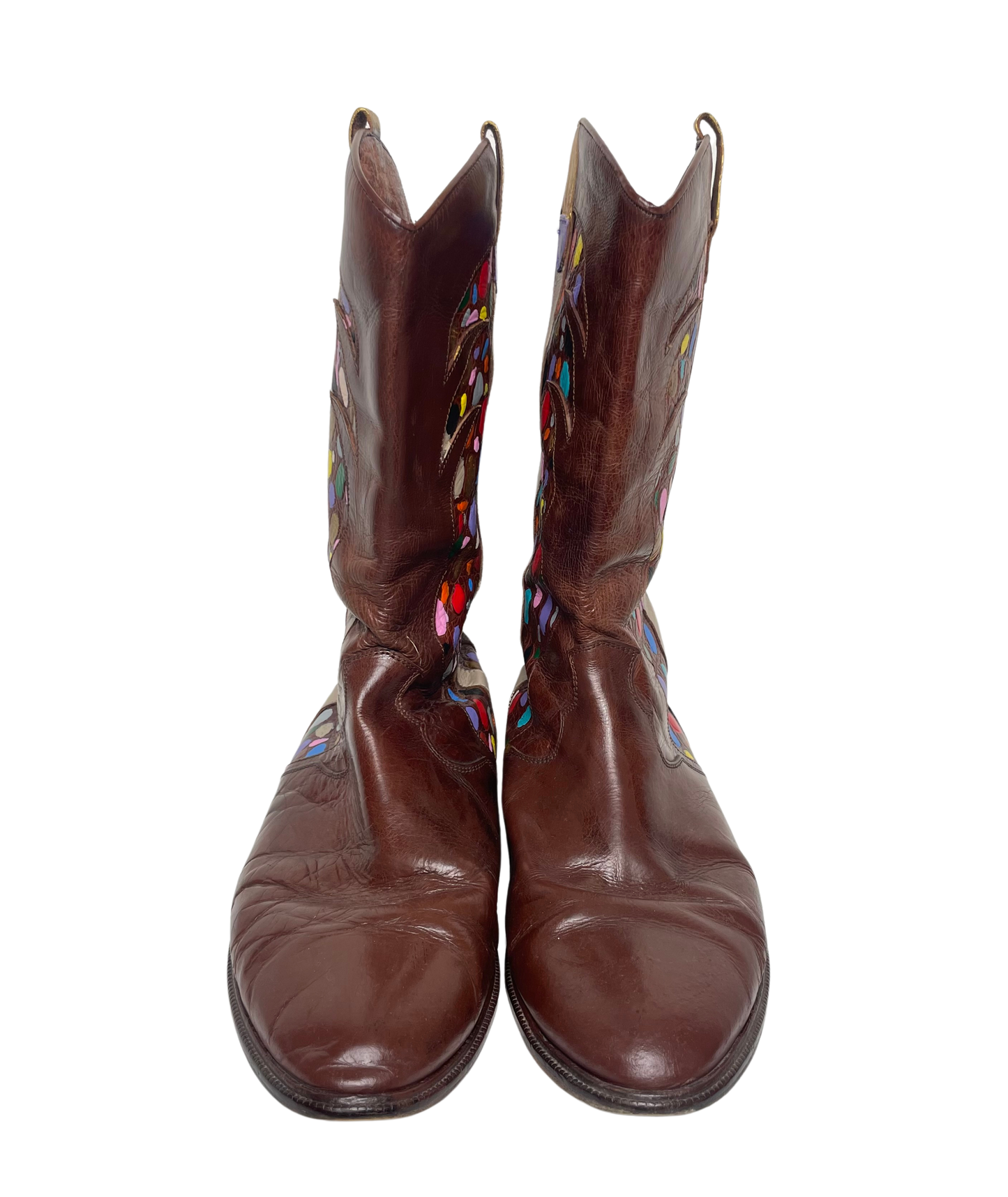 Hand-Painted Brown Cowboy Boots