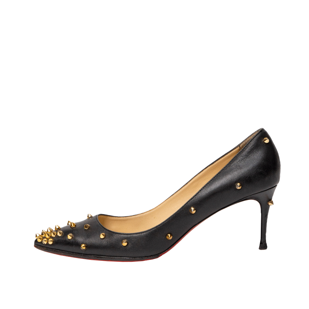Christian Louboutin Gold Spiked Black Heels The Dressing Room