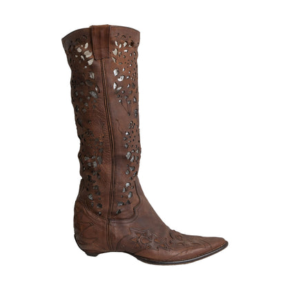 Brown Cutout Detail Boots