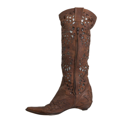 Brown Cutout Detail Boots