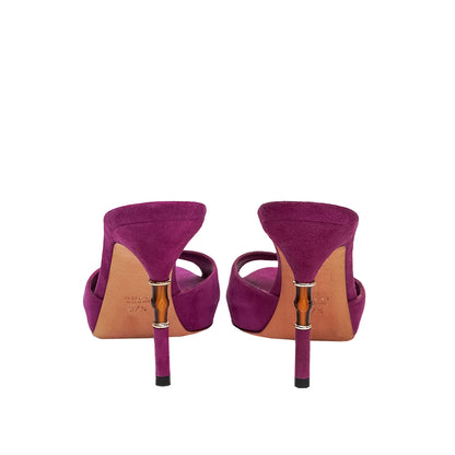 Gucci Purple Suede Bamboo Heels