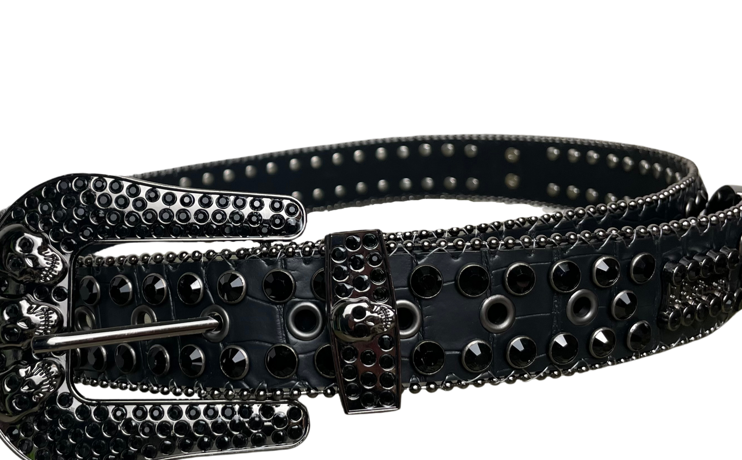 B.B. Simon Black Studded Belt