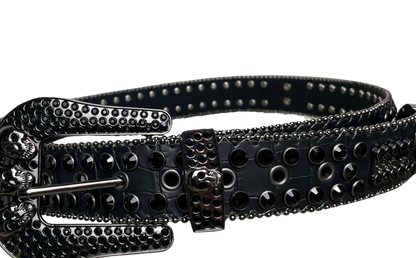 B.B. Simon Black Studded Belt