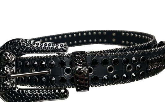 B.B. Simon Black Studded Belt