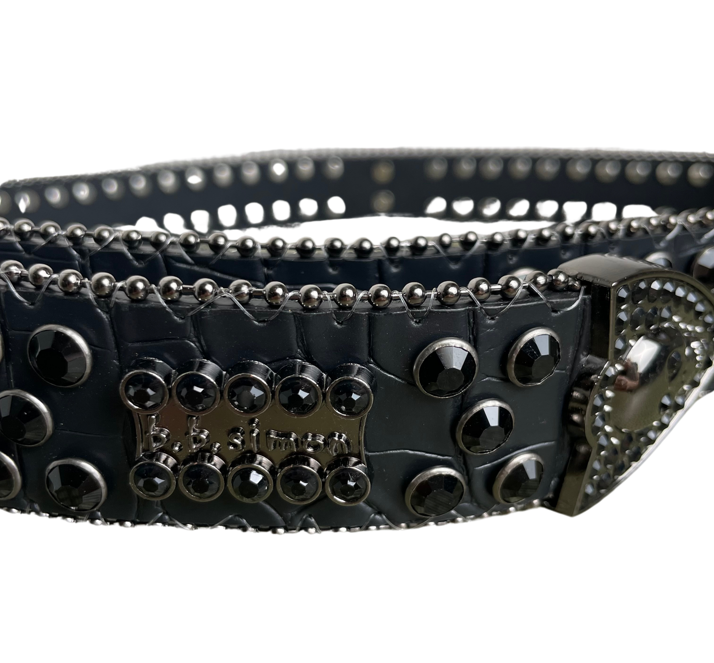 B.B. Simon Black Studded Belt