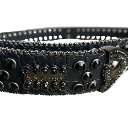 B.B. Simon Black Studded Belt