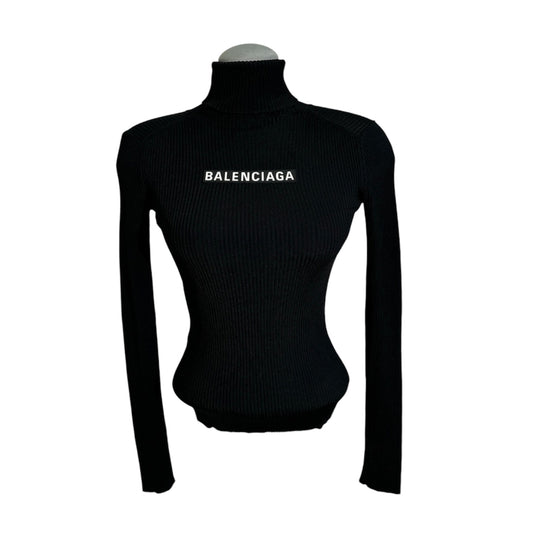 Balenciaga Black Logo Turtleneck