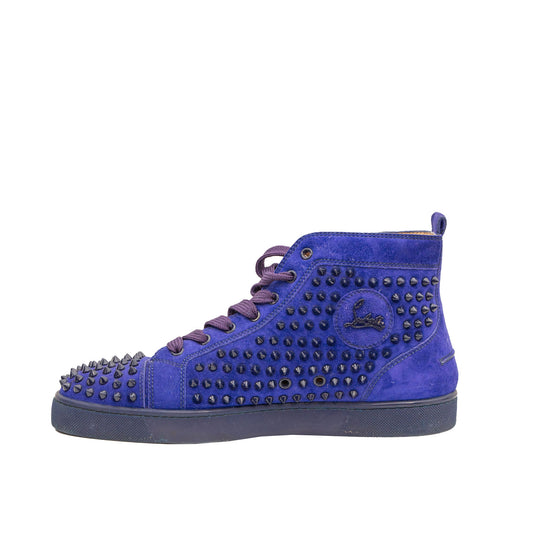 Christian Louboutin Men's Spiked Rivet Purple Mid-Top Sneaker