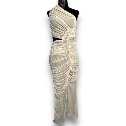 SIMKHAI Beige Ruffle One-Shoulder Dress