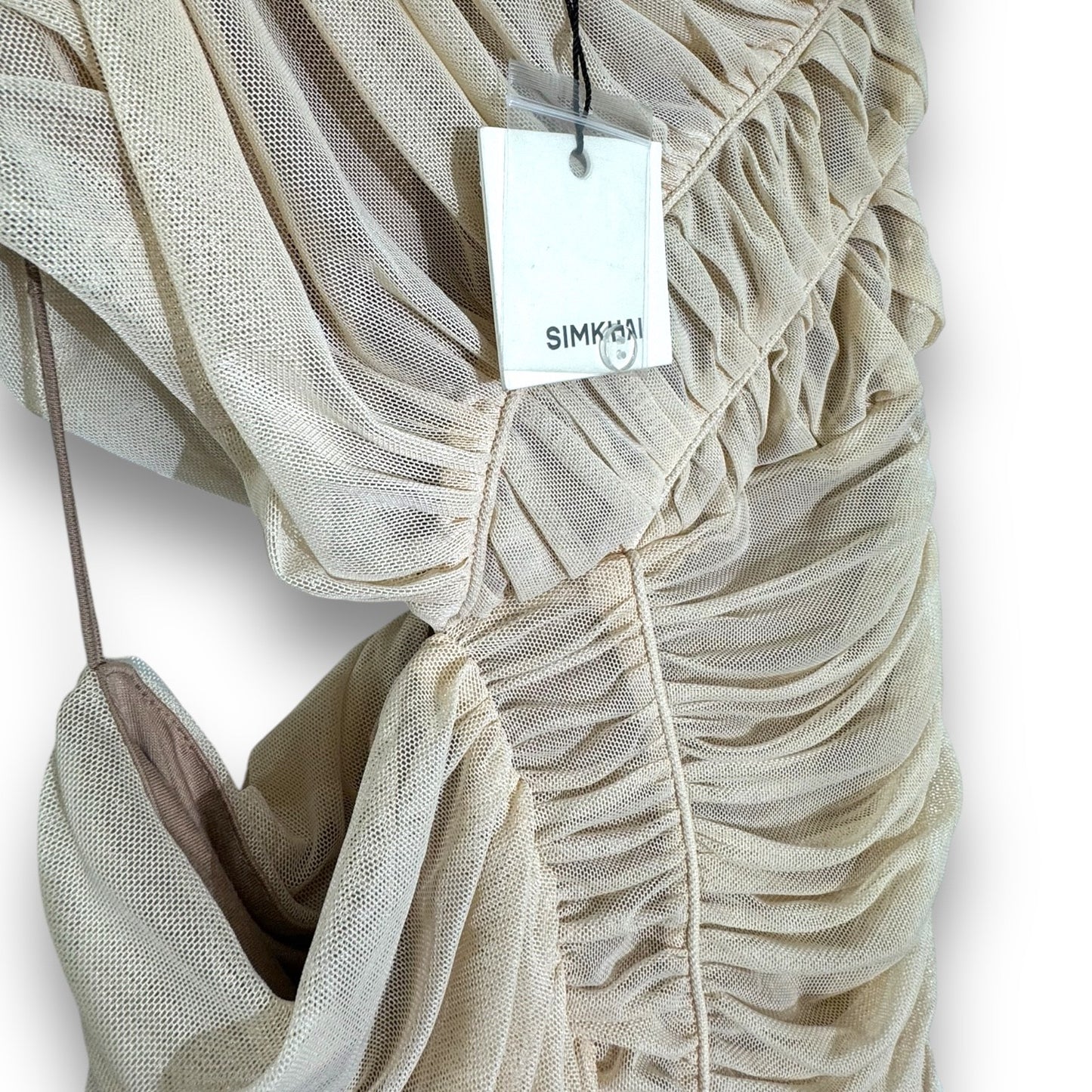 SIMKHAI Beige Ruffle One-Shoulder Dress