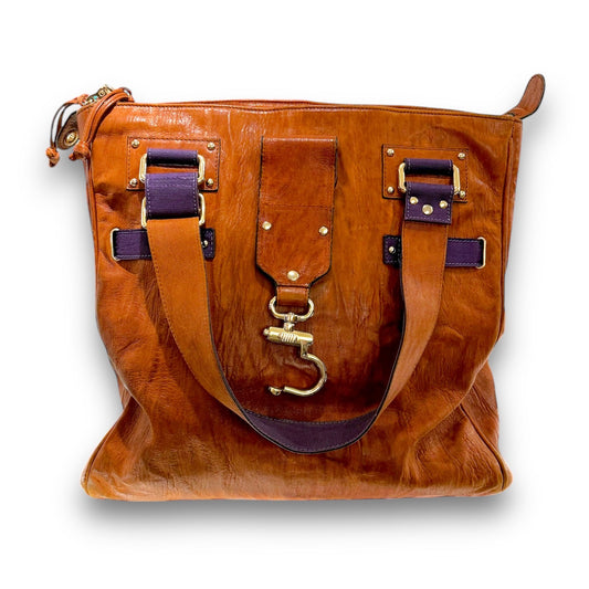 Alessandro Dell'Acqua Brown & Purple Leather Bag