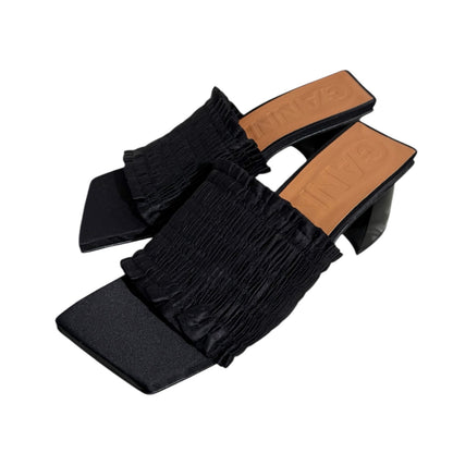 GANNI Black Square-Toe Sandals