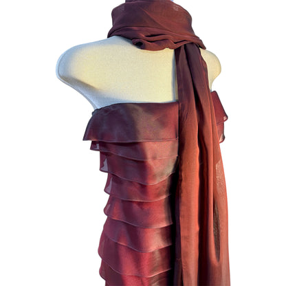 Roland Nivelais Ruffle Tiered Dress w/ Scarf