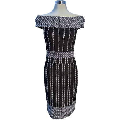 TED BAKER Off-the-Shoulder Stripe Jacquard Bodycon Dress