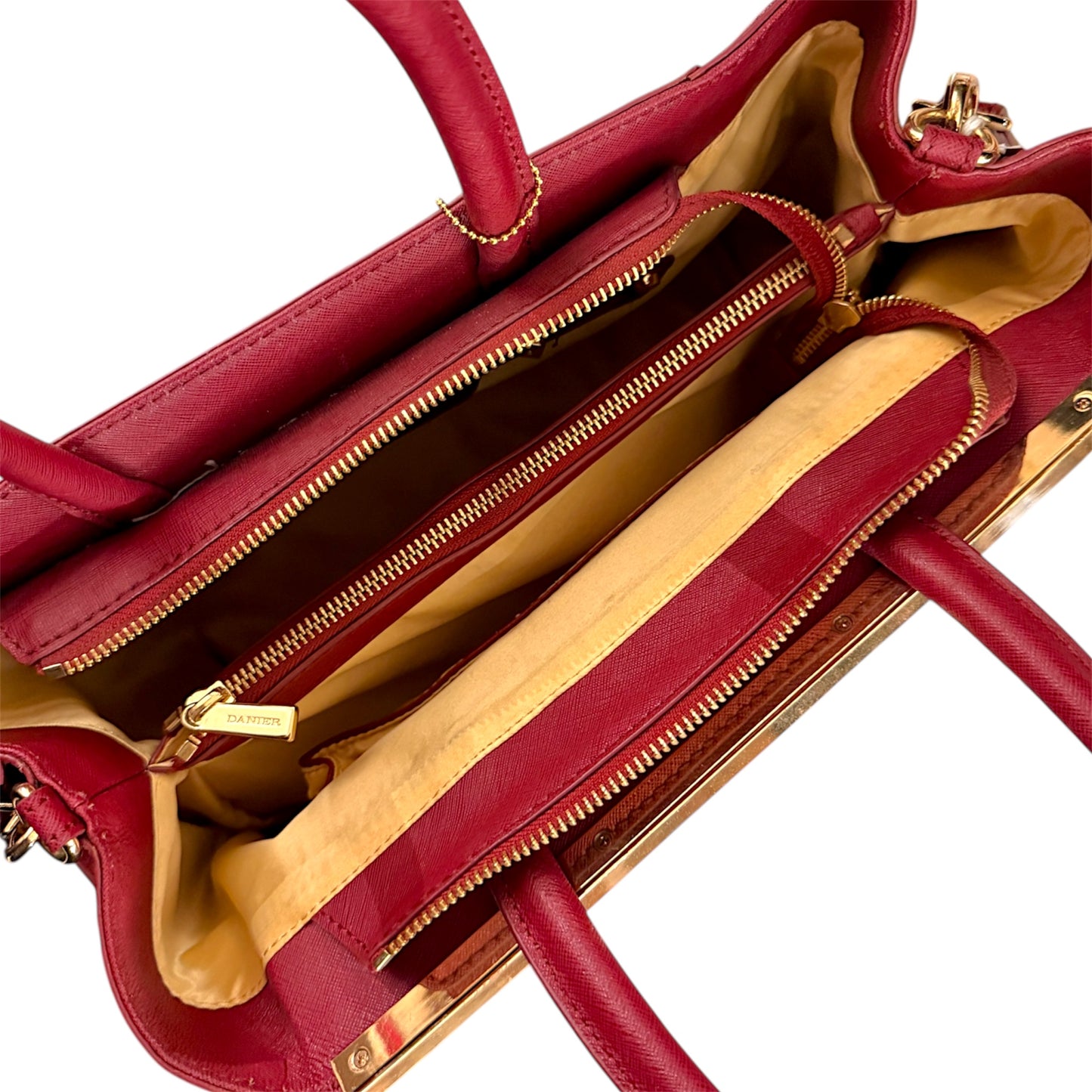 DANIER Red Genuine Leather Purse w/ Gold Hardware