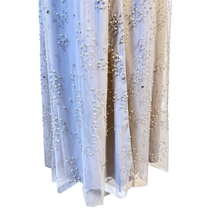 AIDEN MATTOX Keyhole Beaded Silver Gown