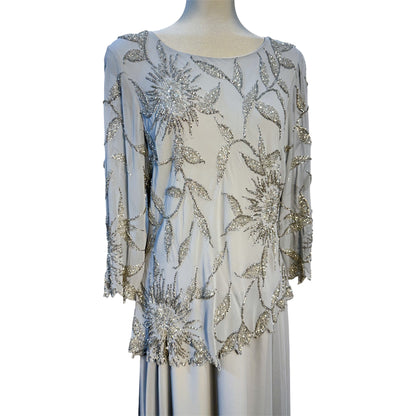 J KARA Floral Beaded Chiffon Dress