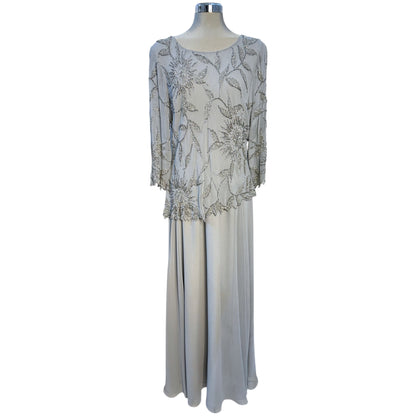 J KARA Floral Beaded Chiffon Dress