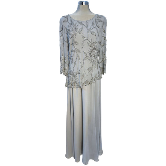J KARA Floral Beaded Chiffon Dress