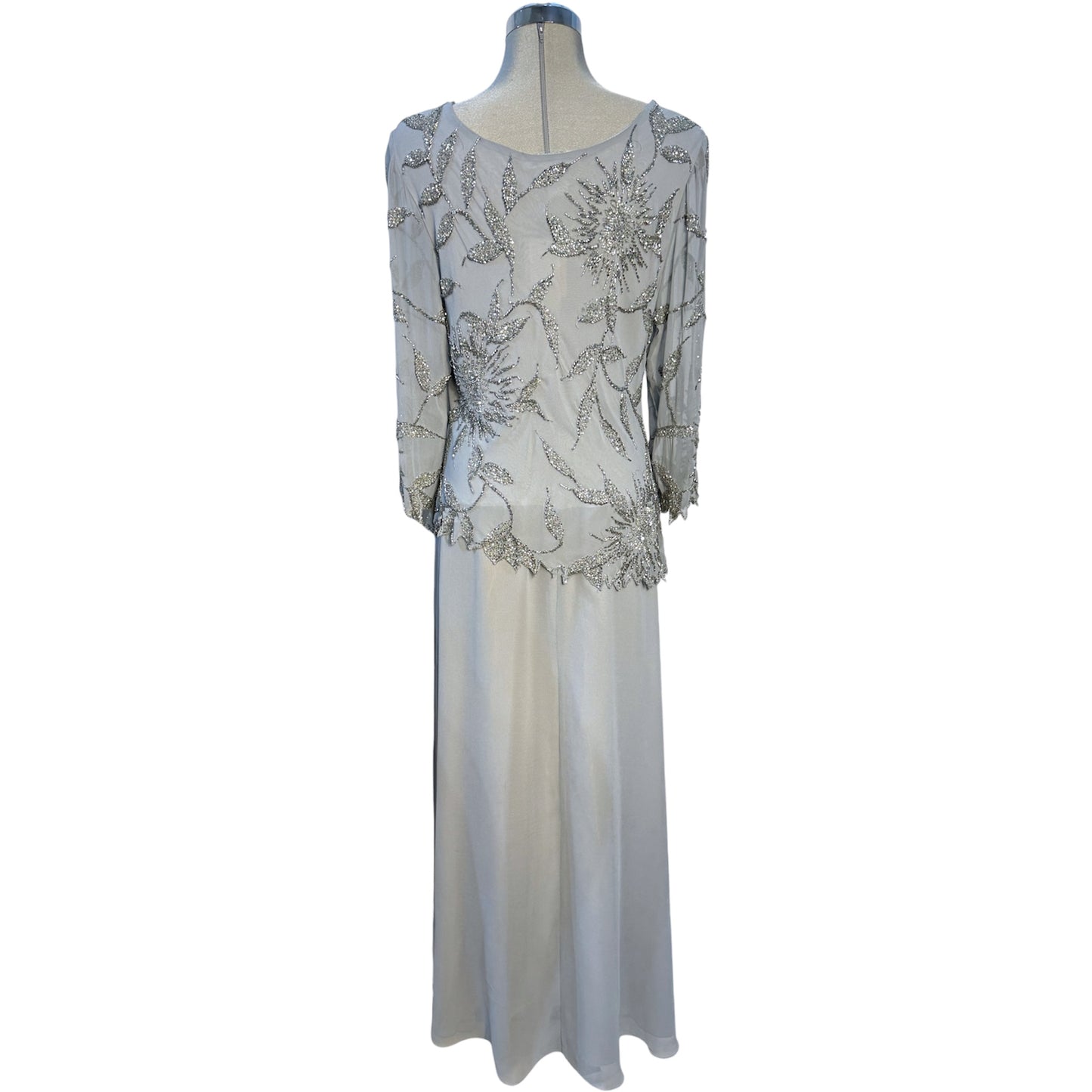 J KARA Floral Beaded Chiffon Dress