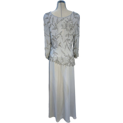 J KARA Floral Beaded Chiffon Dress