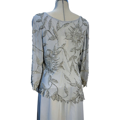 J KARA Floral Beaded Chiffon Dress