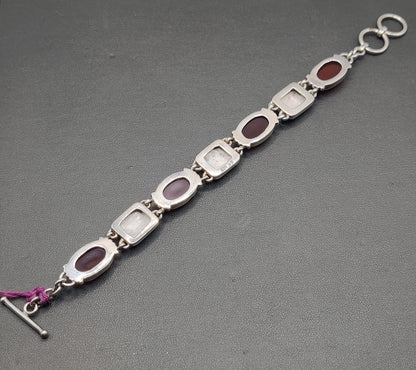 925 Silver Bracelet with red stones