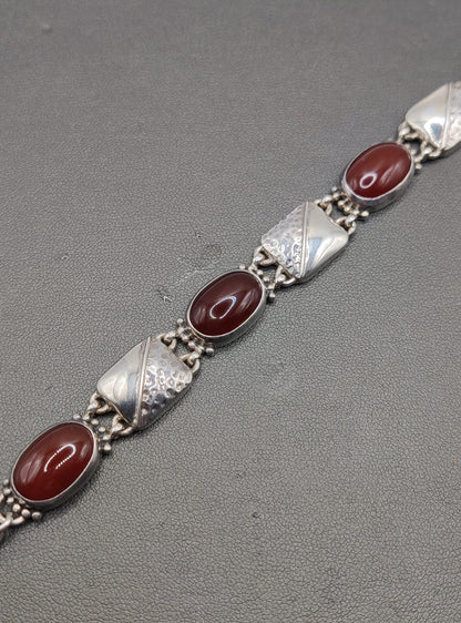 925 Silver Bracelet with red stones