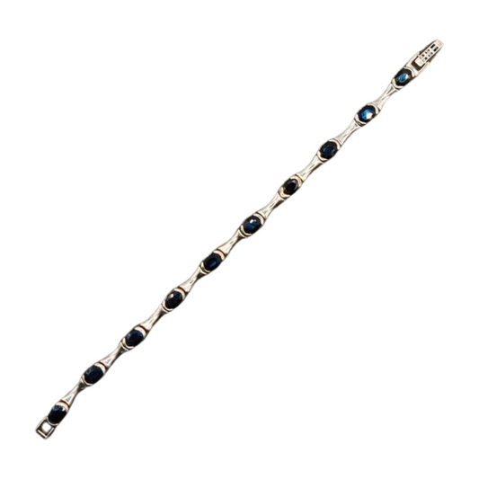 Natural Blue Sapphire and Sterling Silver Bracelet