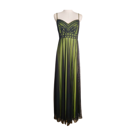 Marina Black & Green Beaded Dress