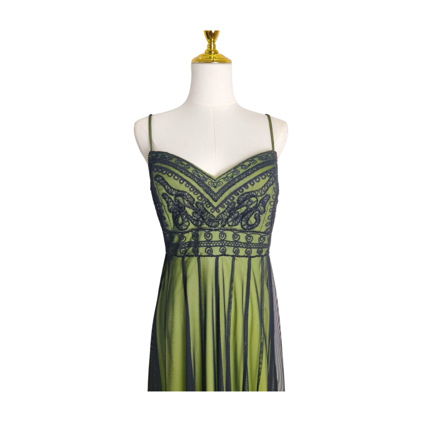 Marina Black & Green Beaded Dress