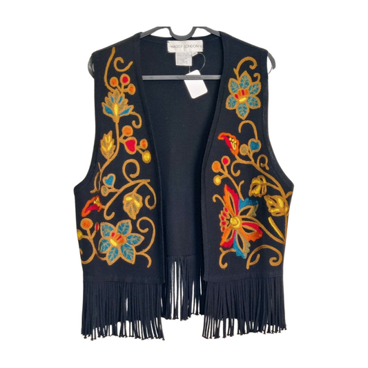 Maggy London Embroidered Open Front Vest