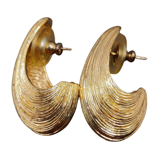 Christian Dior 1980s Vintage Hoop Gilded Earring