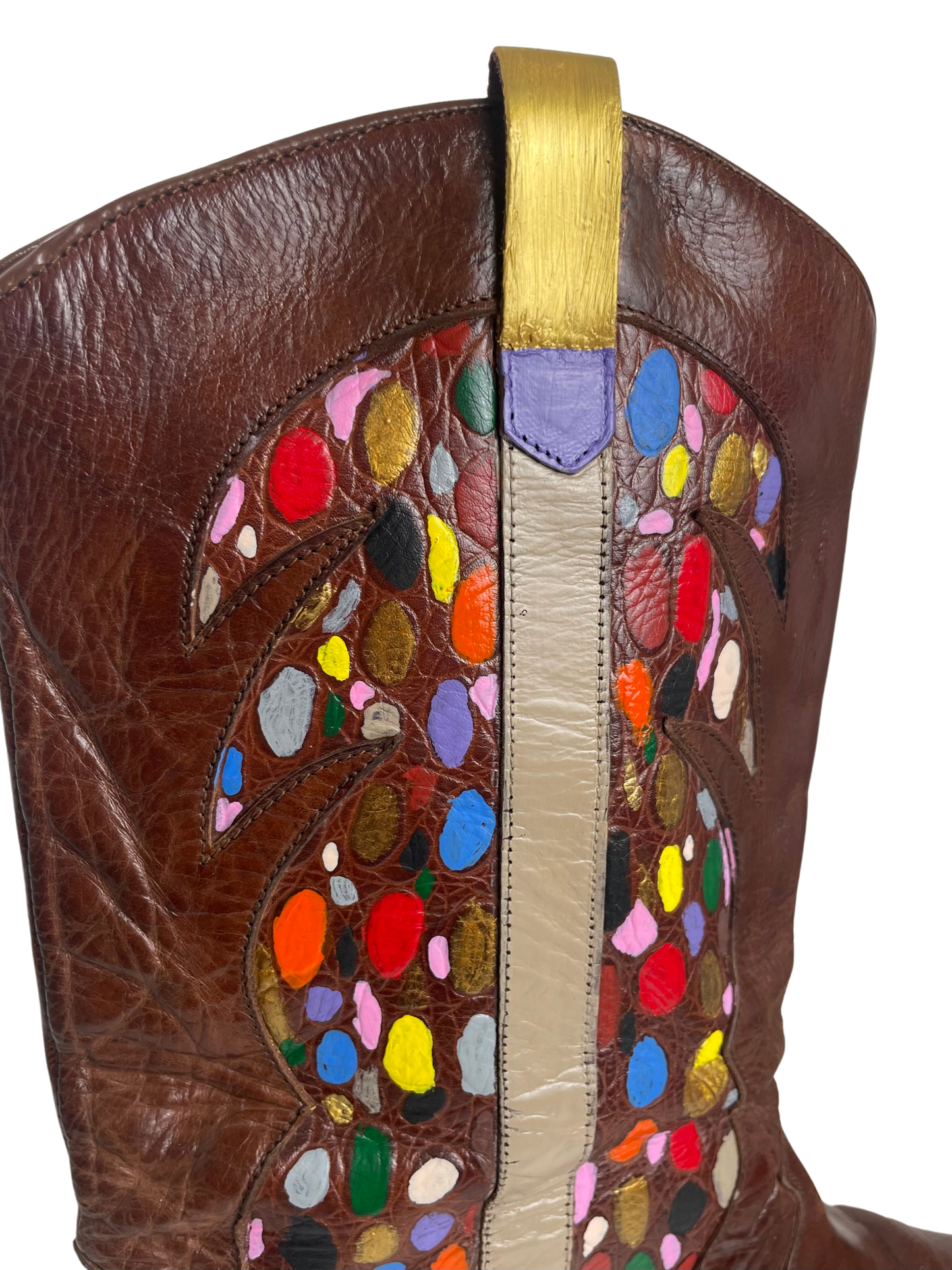 Hand-Painted Brown Cowboy Boots